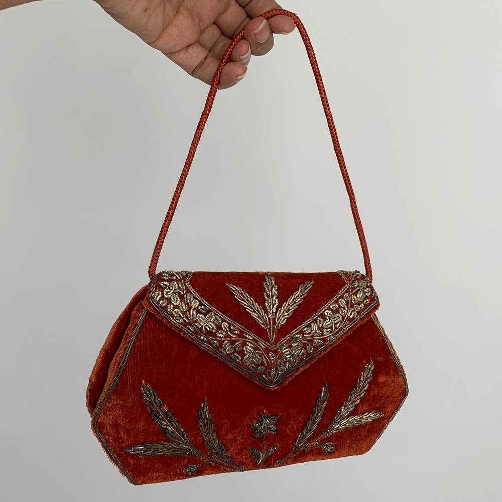 Vintage Afsal Stores Elegant Red Embroidered Women's party Bag Pakistan 🇵🇰 RARE! - Picture 12 of 17